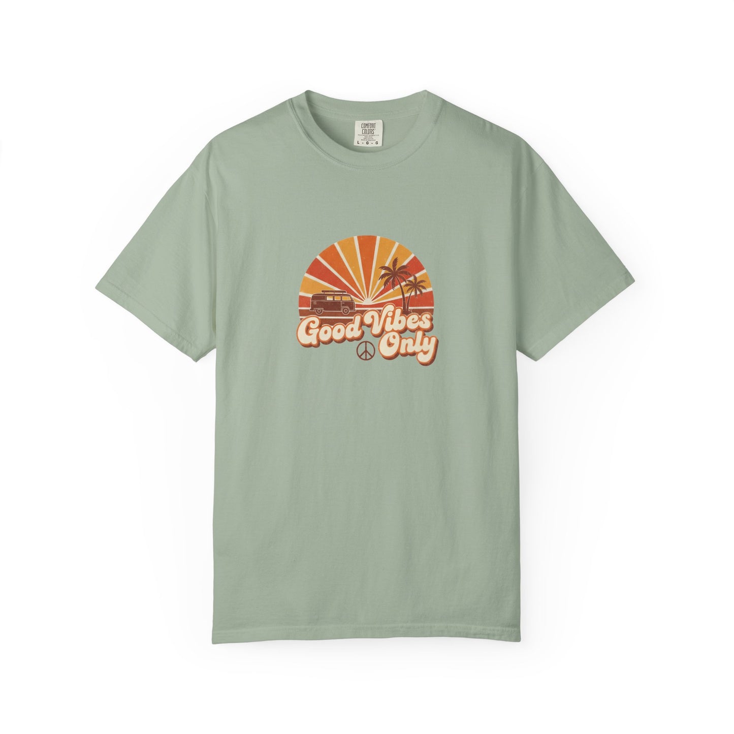 Good Vibes Only T-shirt | Retro Sunset Palm Peace Sign