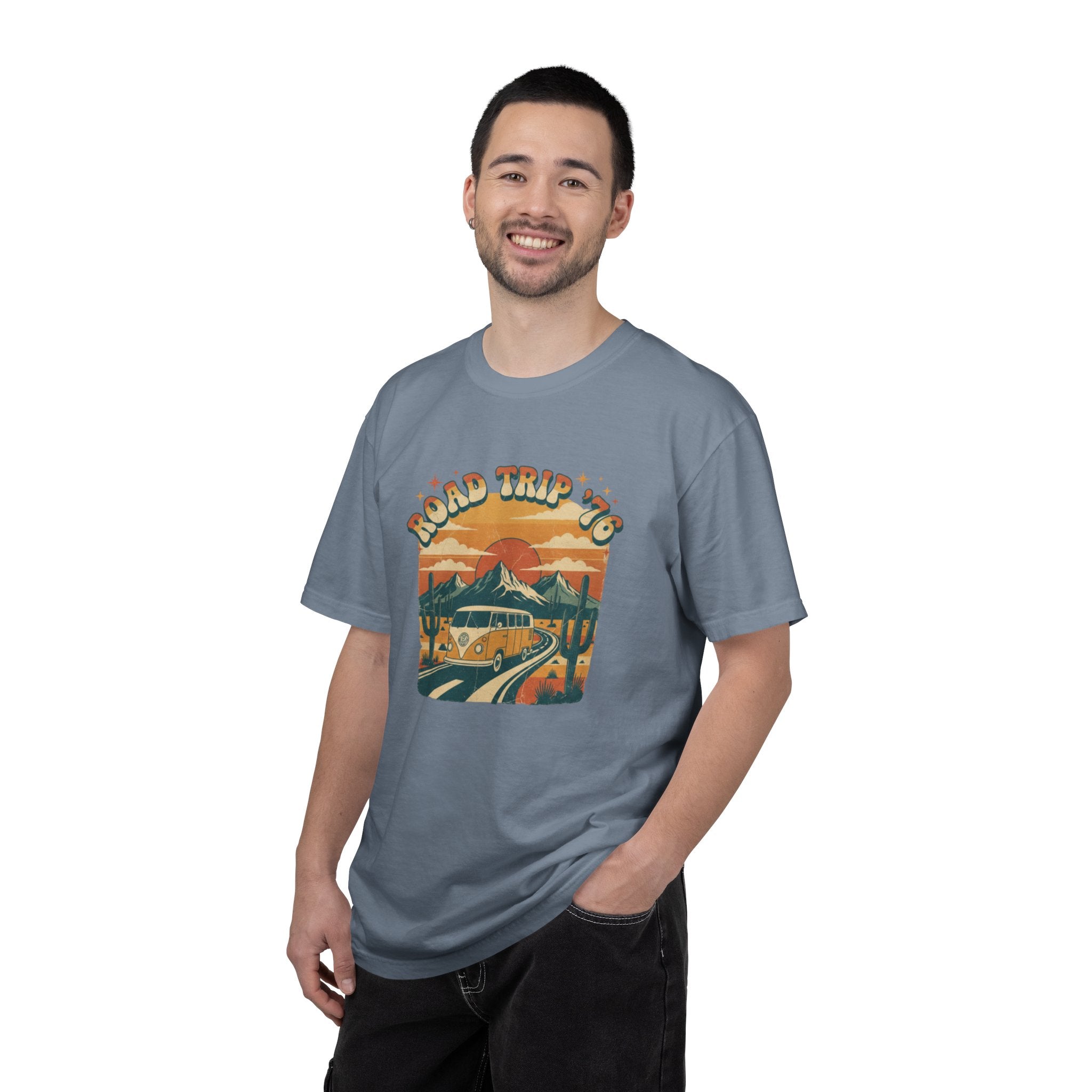 Road Trip '76 T-shirt | Vintage Camper Van Sunset Graphic