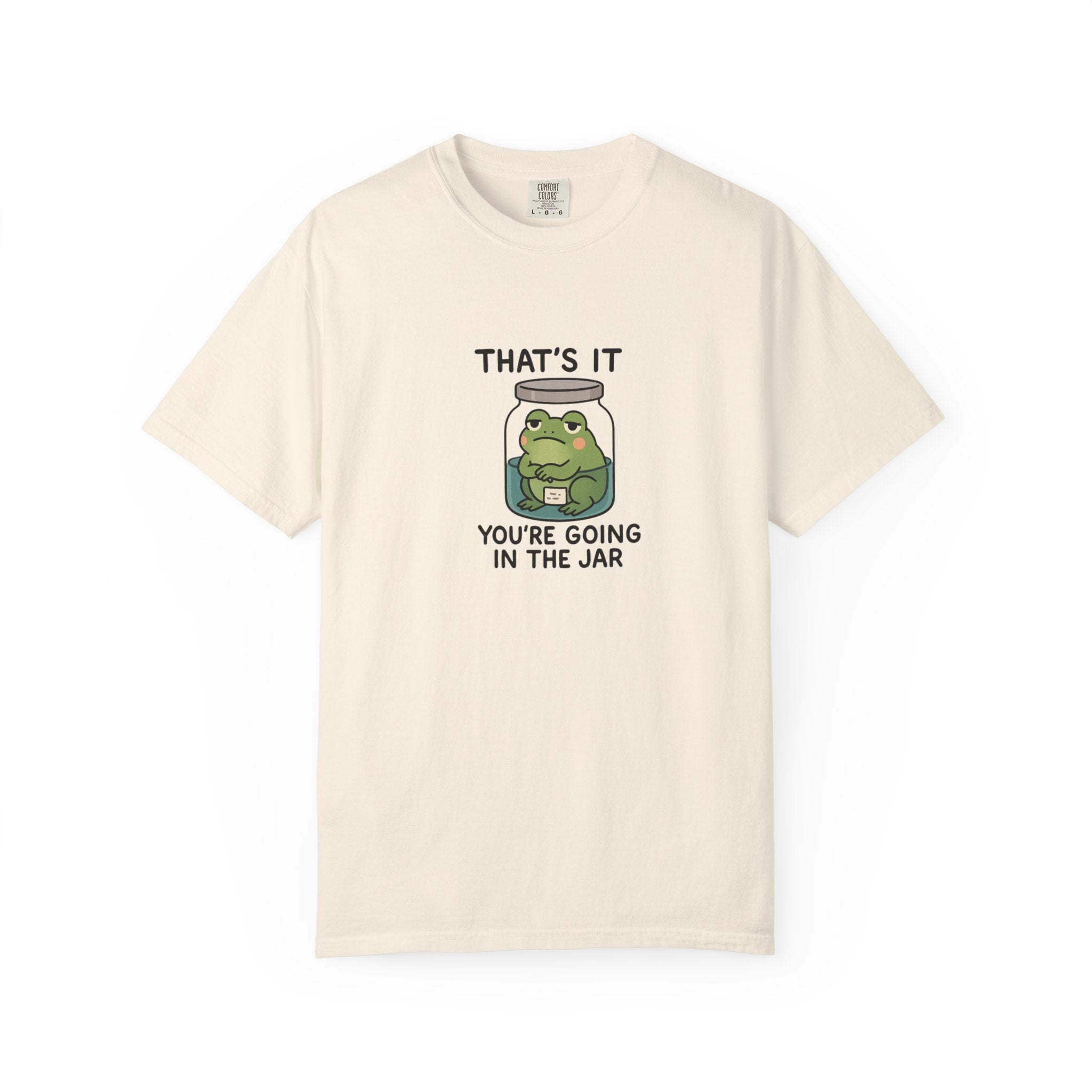 Glass Jar Frog Illustration T-shirt | Frog in Water Jar