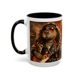 Rockstar Capybara with Guitar Mug | Color Accent Coffee Cup 11oz 15oz