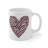 Pink Zebra Heart Mug | Animal Print Heart Coffee Cup