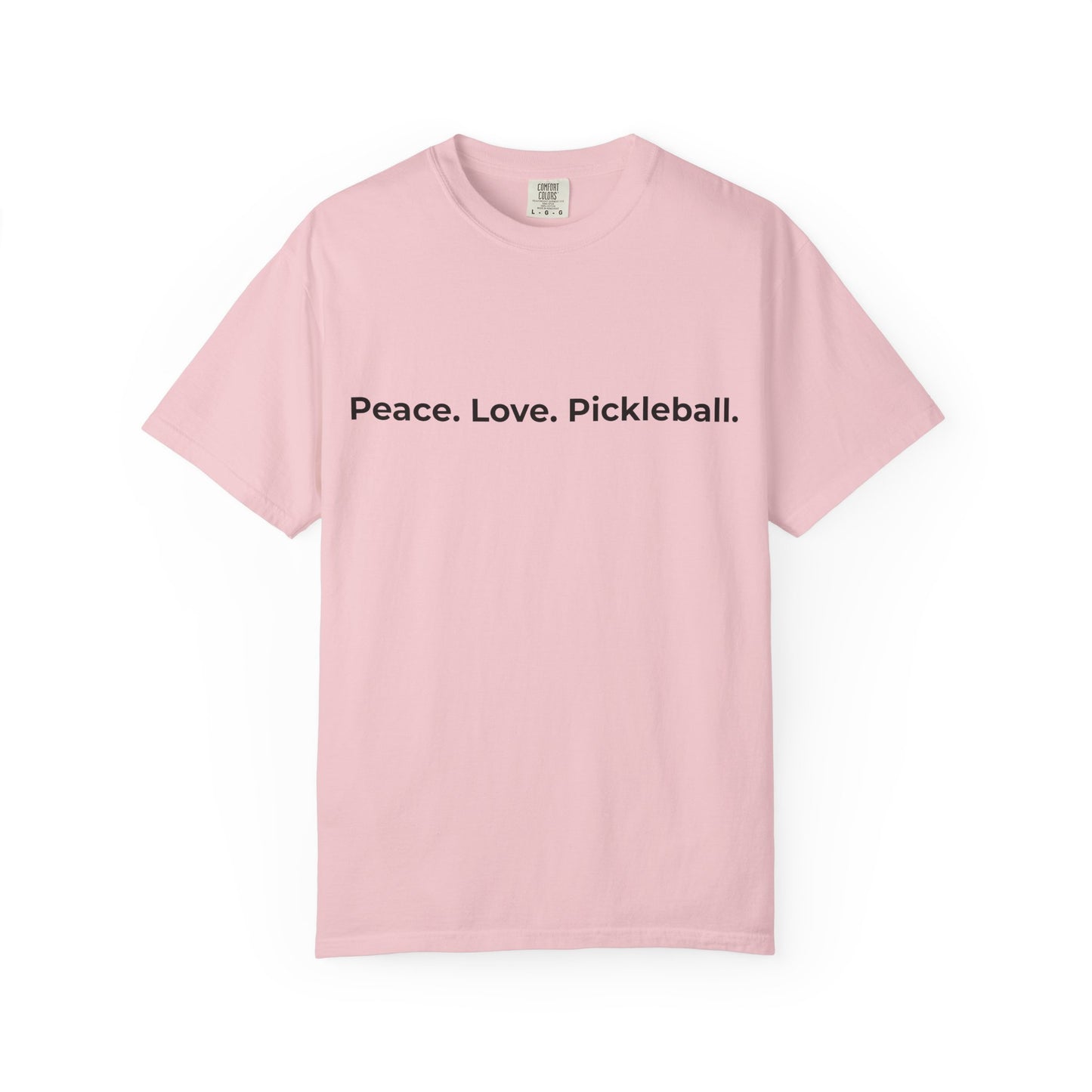 Peace. Love. Pickleball. T-Shirt | Minimalist Text Tennis Paddle Shirt
