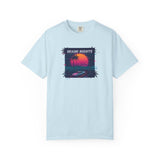 Miami Nights Sunset Palm T-shirt | Retro Vaporwave Beach Scene