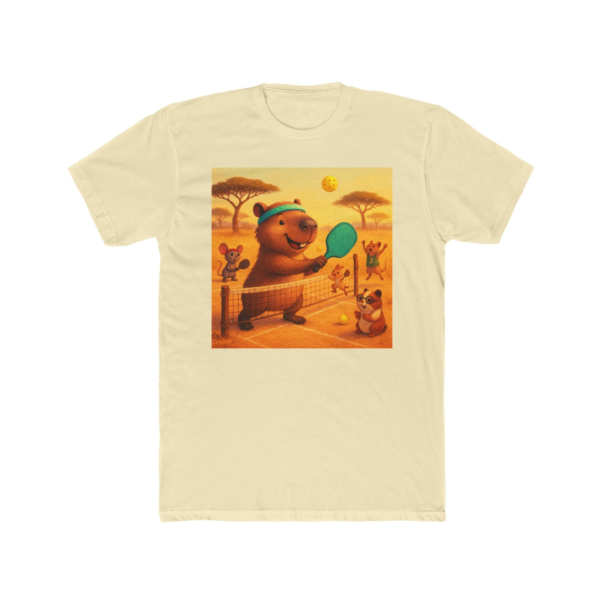Capybara Playing Pickleball T-Shirt | Retro Sports Animal Illustration