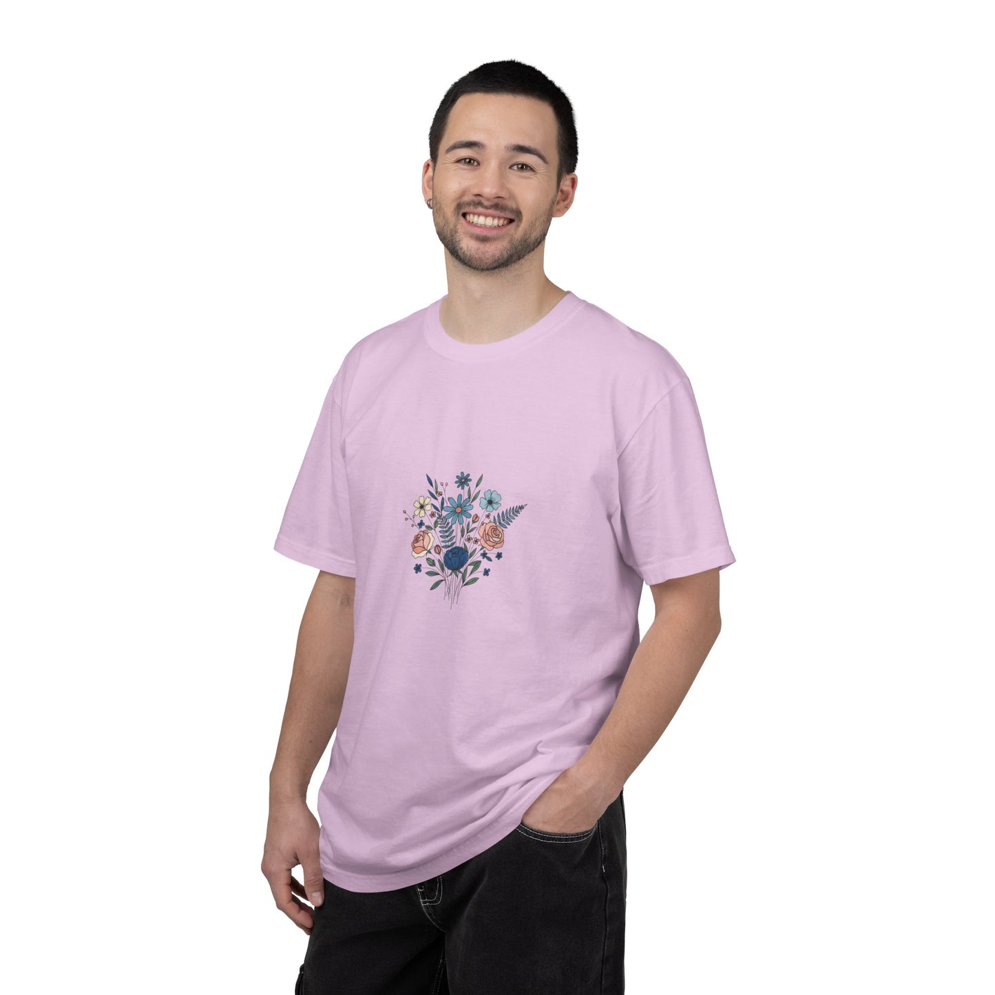 Wildflower Bouquet T-Shirt | Centered Floral Illustration, Daisies & Roses