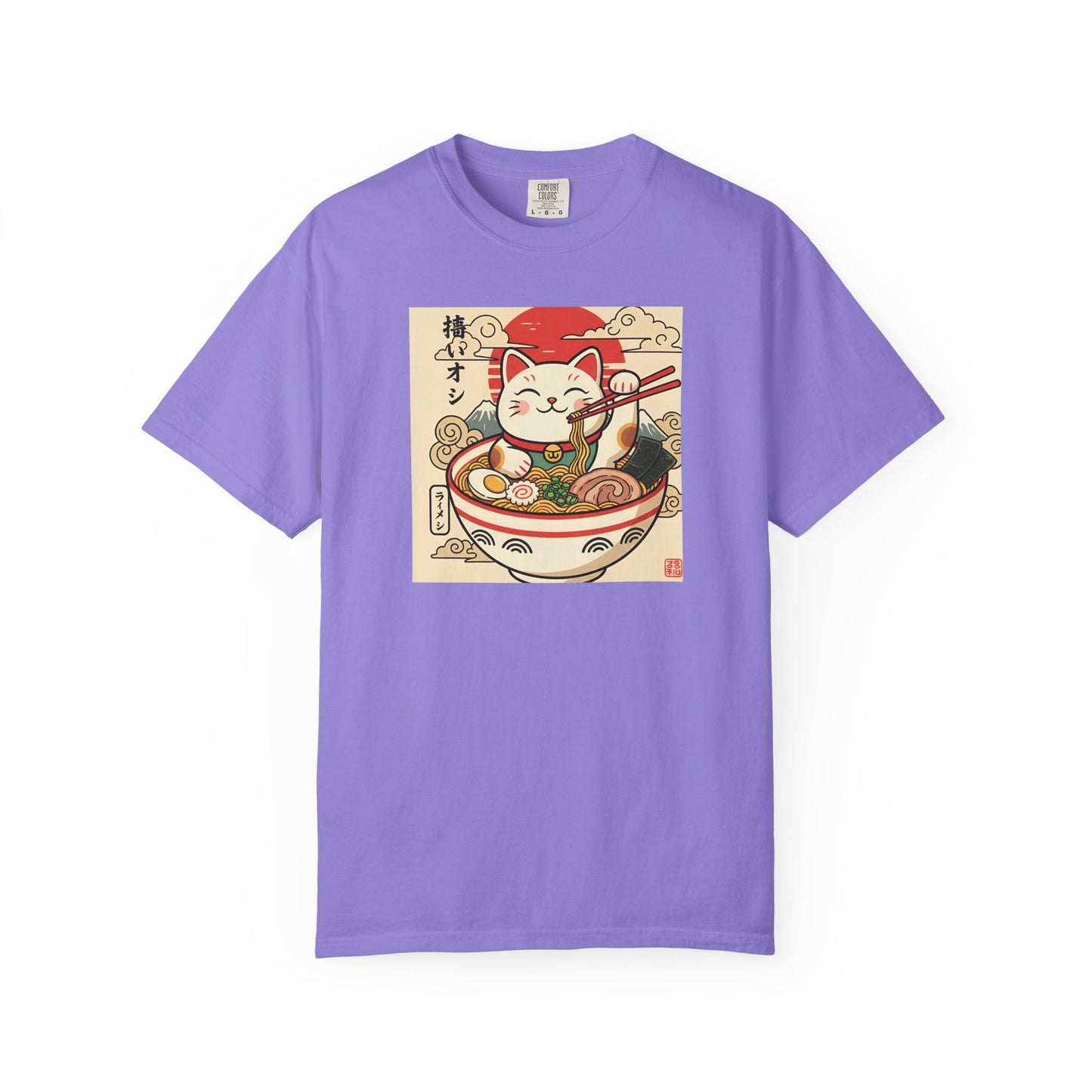 Maneki Neko Ramen Cat T-shirt | Lucky Cat Bowl Graphic Japanese Style