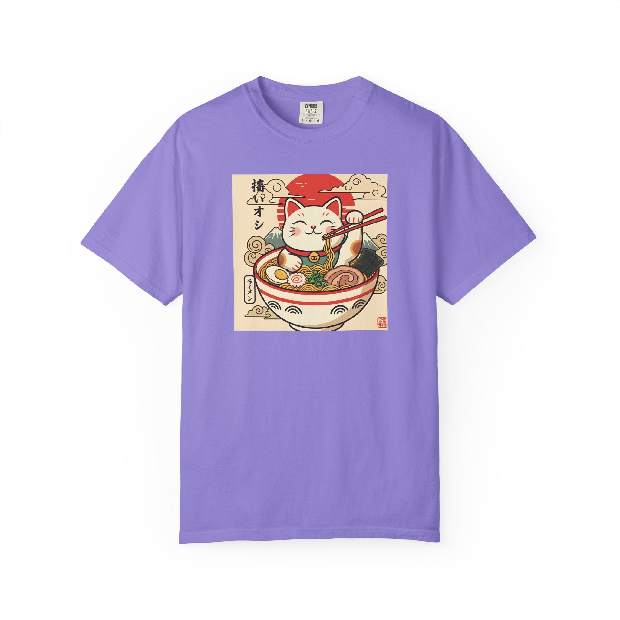 Maneki Neko Ramen Cat T-shirt | Lucky Cat Bowl Graphic Japanese Style