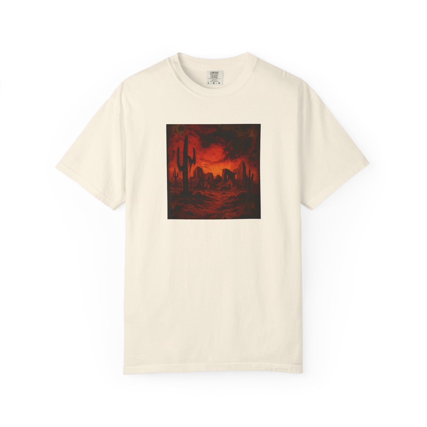Red Desert Sunset T-shirt | Cactus Landscape, Moody Western Scene