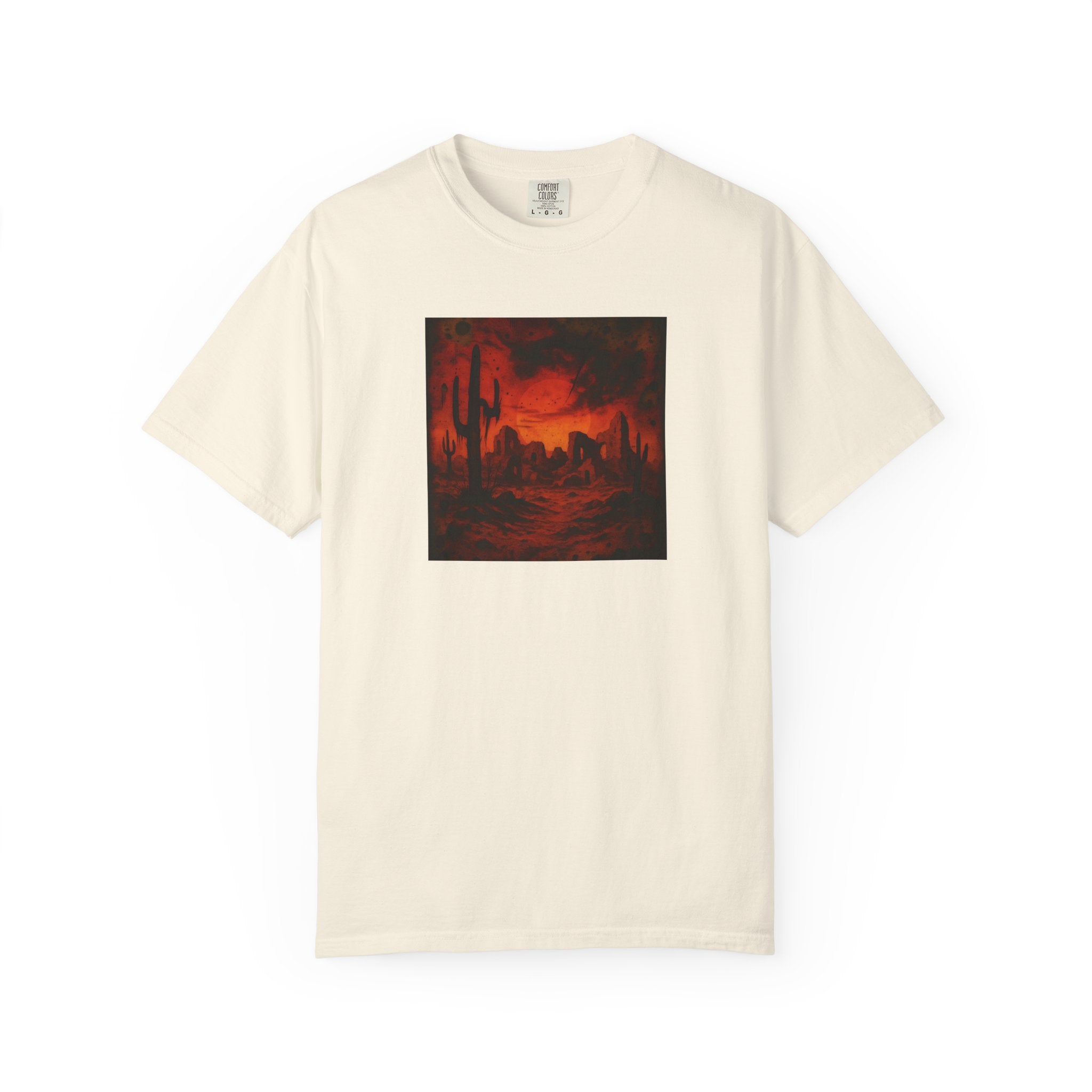 Red Desert Sunset T-shirt | Cactus Landscape, Moody Western Scene