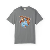 Sloth with Rose on Branch T-shirt | Cute Relaxed Animal Tee