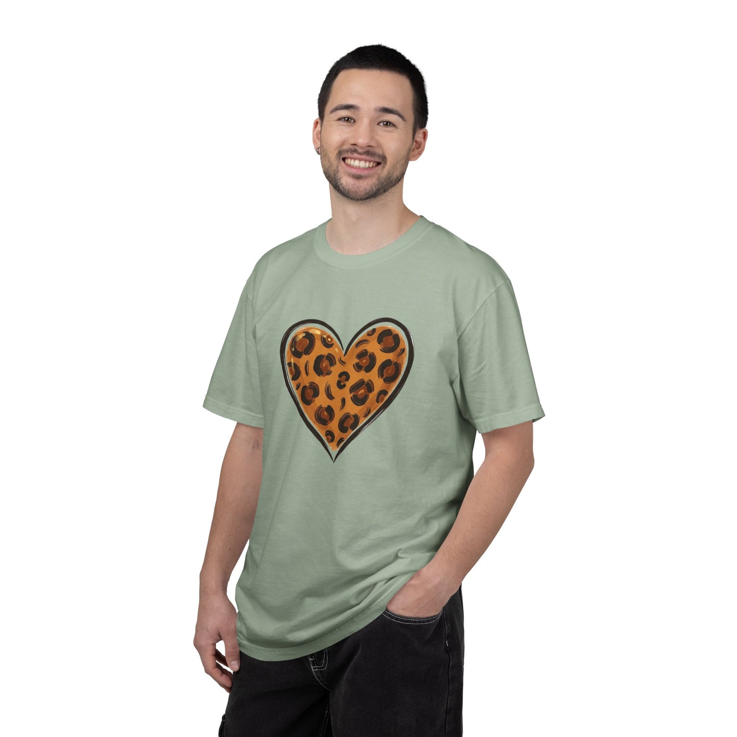 Leopard Print Heart T-shirt | Animal Print Heart Tee