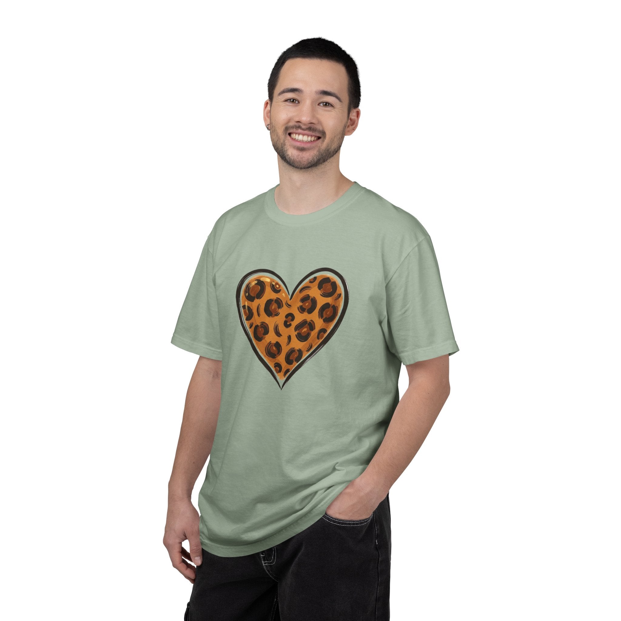 Leopard Print Heart T-shirt | Animal Print Heart Tee