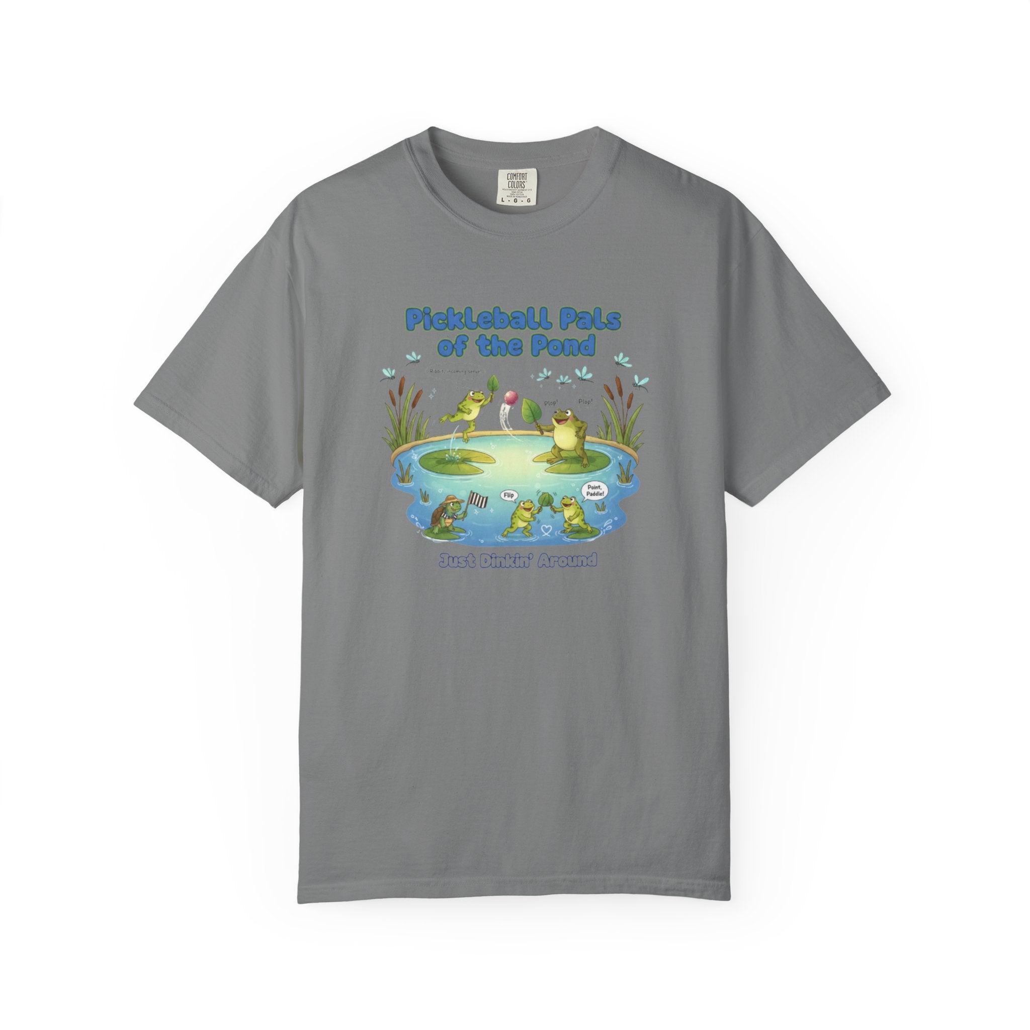 Pickleball Pals of the Pond T-Shirt | Cute Frog Pond Illustration