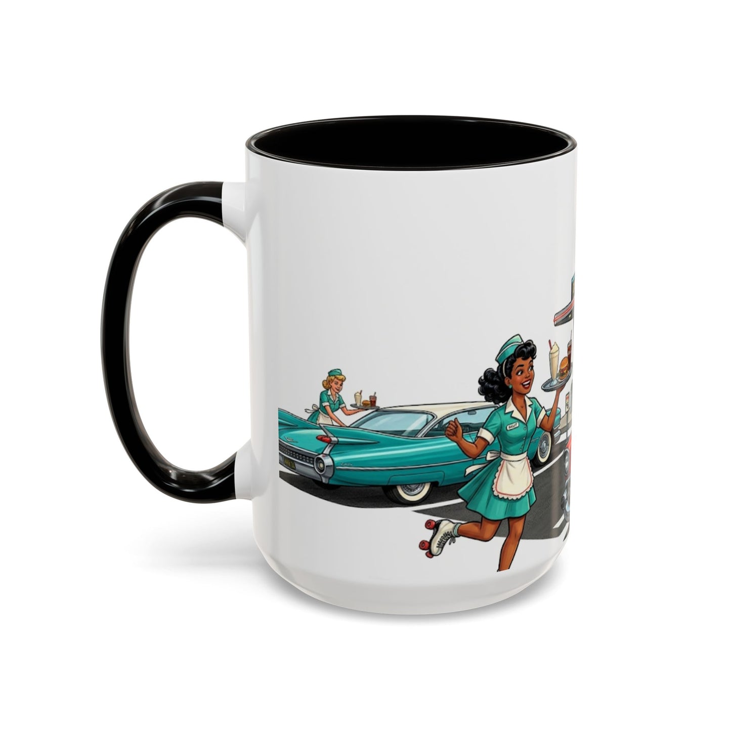 1950s Diner Scene Mug | Retro Car Hop Coffee Cup