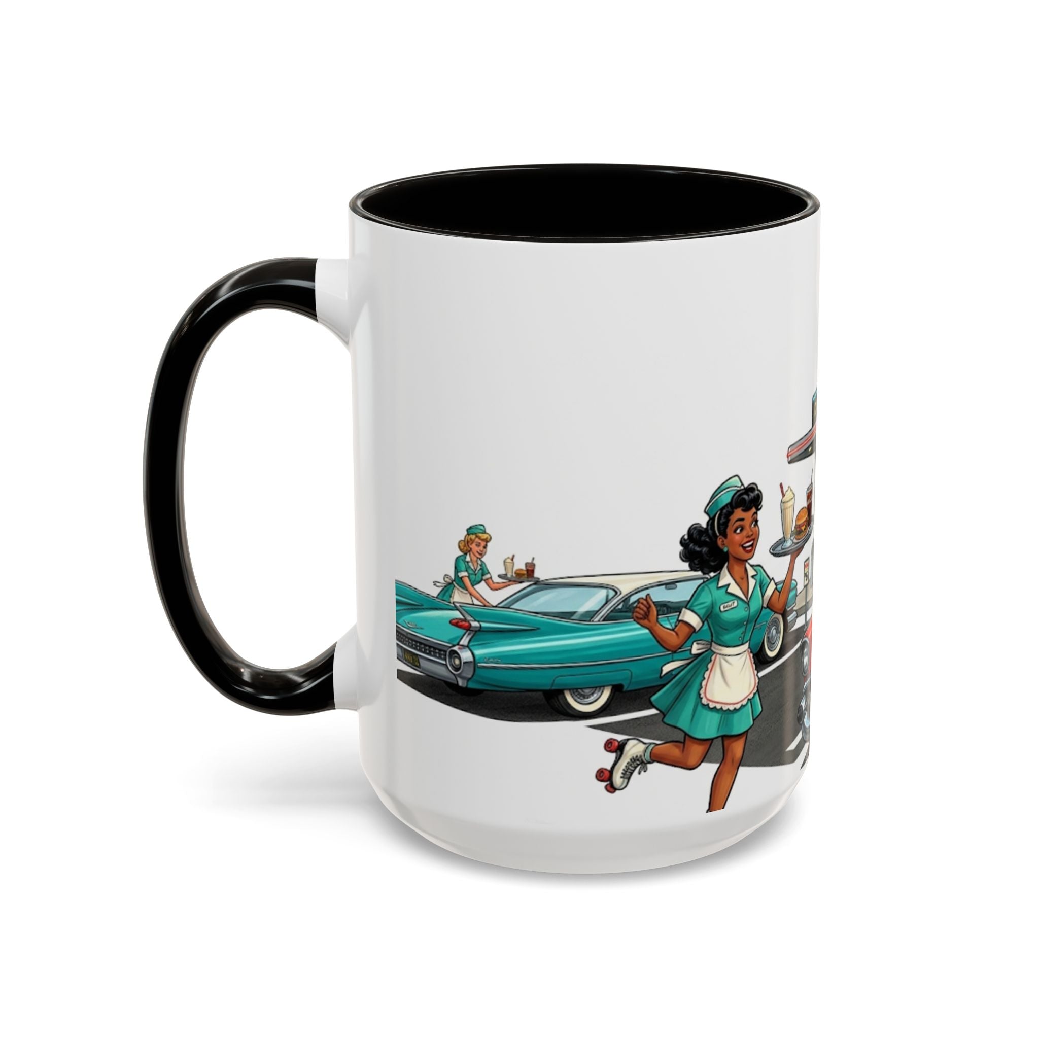 1950s Diner Scene Mug | Retro Car Hop Coffee Cup
