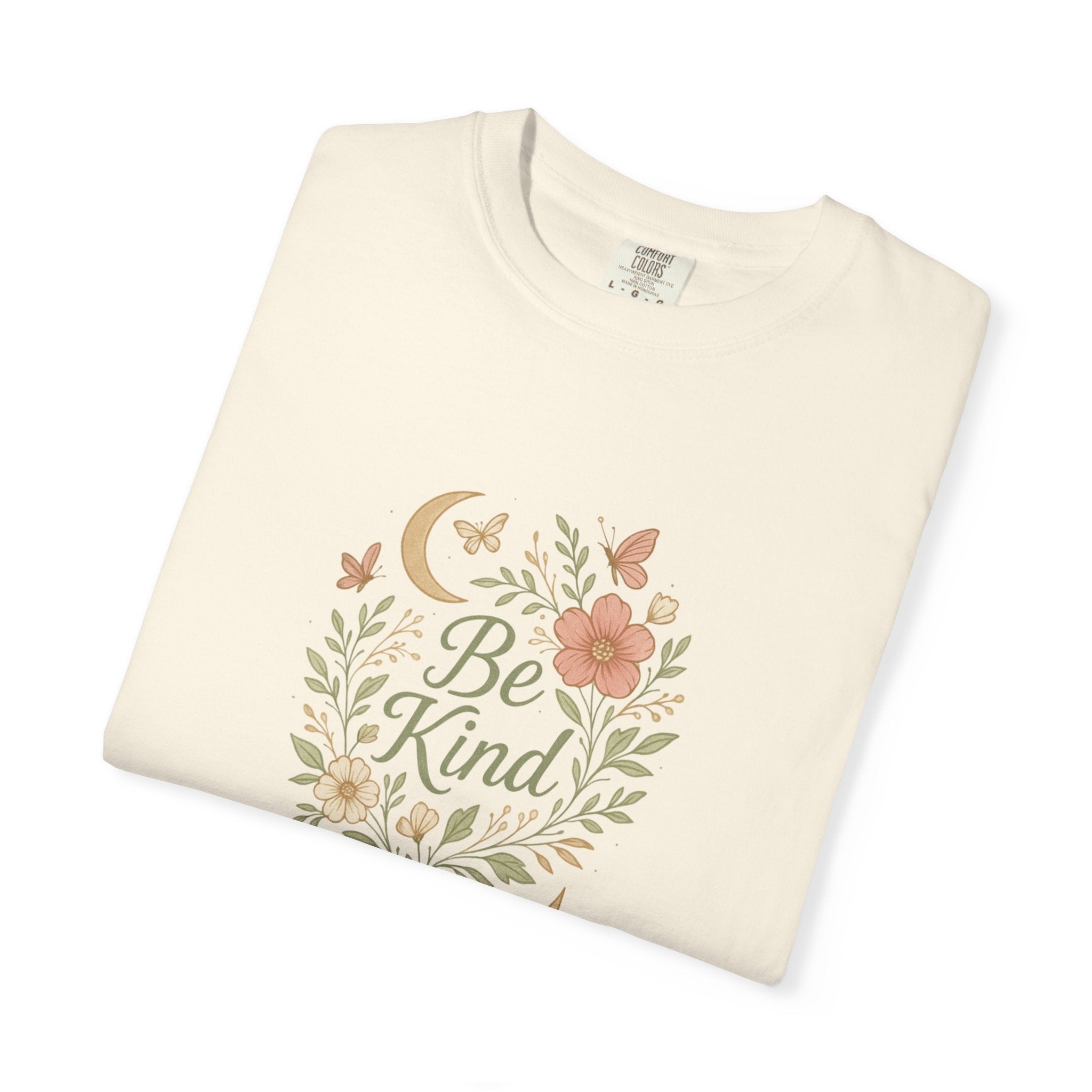 Be Kind Floral Wreath T-Shirt | Positive Quote, Boho Botanical Design