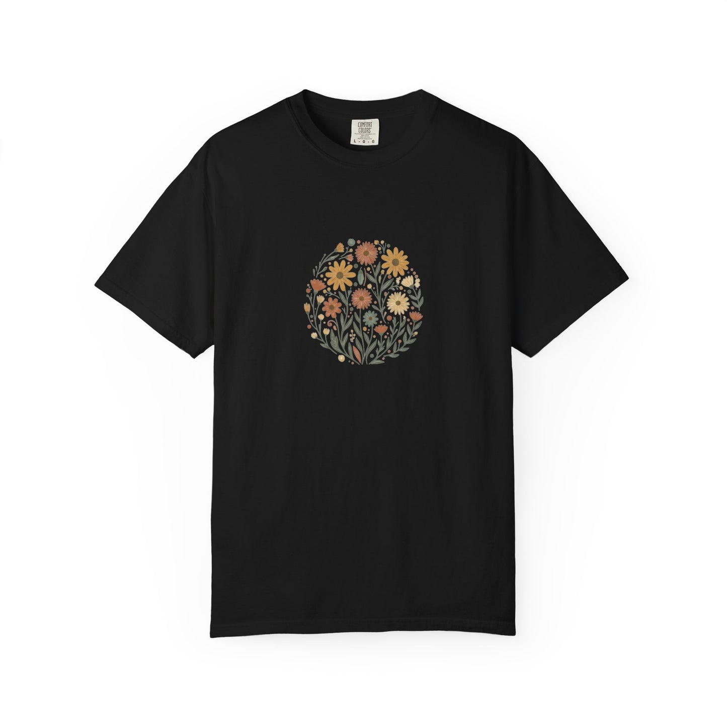 Autumn Wildflower Bouquet T-Shirt | Floral Circle Illustration