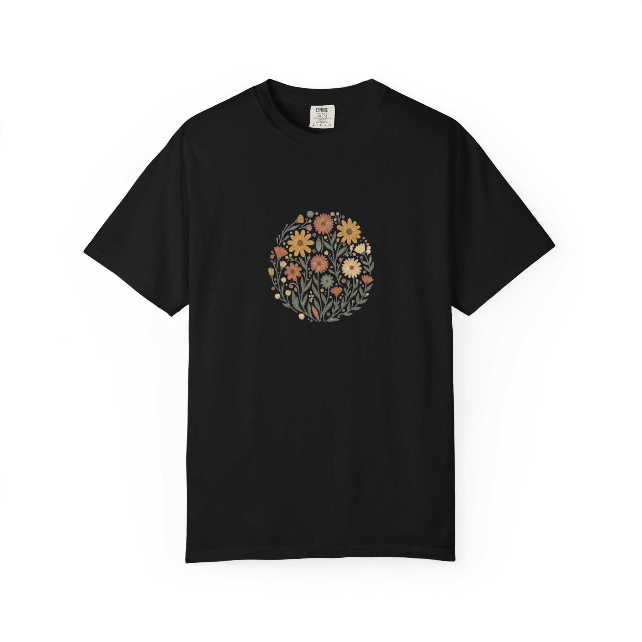 Autumn Wildflower Bouquet T-Shirt | Floral Circle Illustration