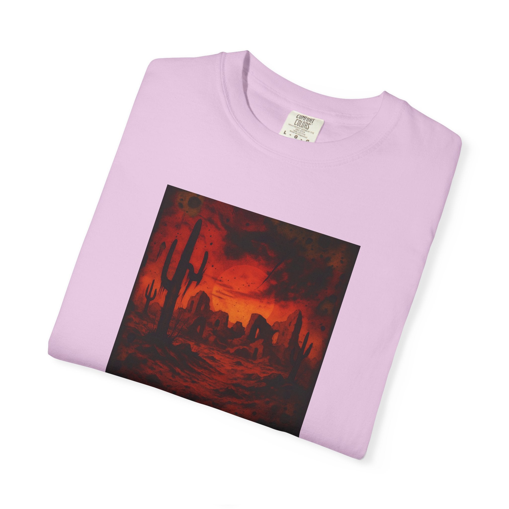 Red Desert Sunset T-shirt | Cactus Landscape, Moody Western Scene
