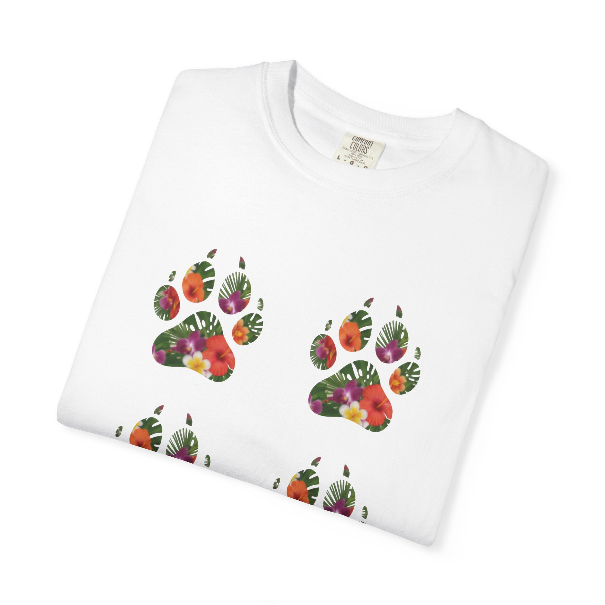 Floral Puppy Paws T-shirt | Dog Lover Tee