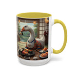 Goose with Sushi Mug | Japanese Tea Room Illustration