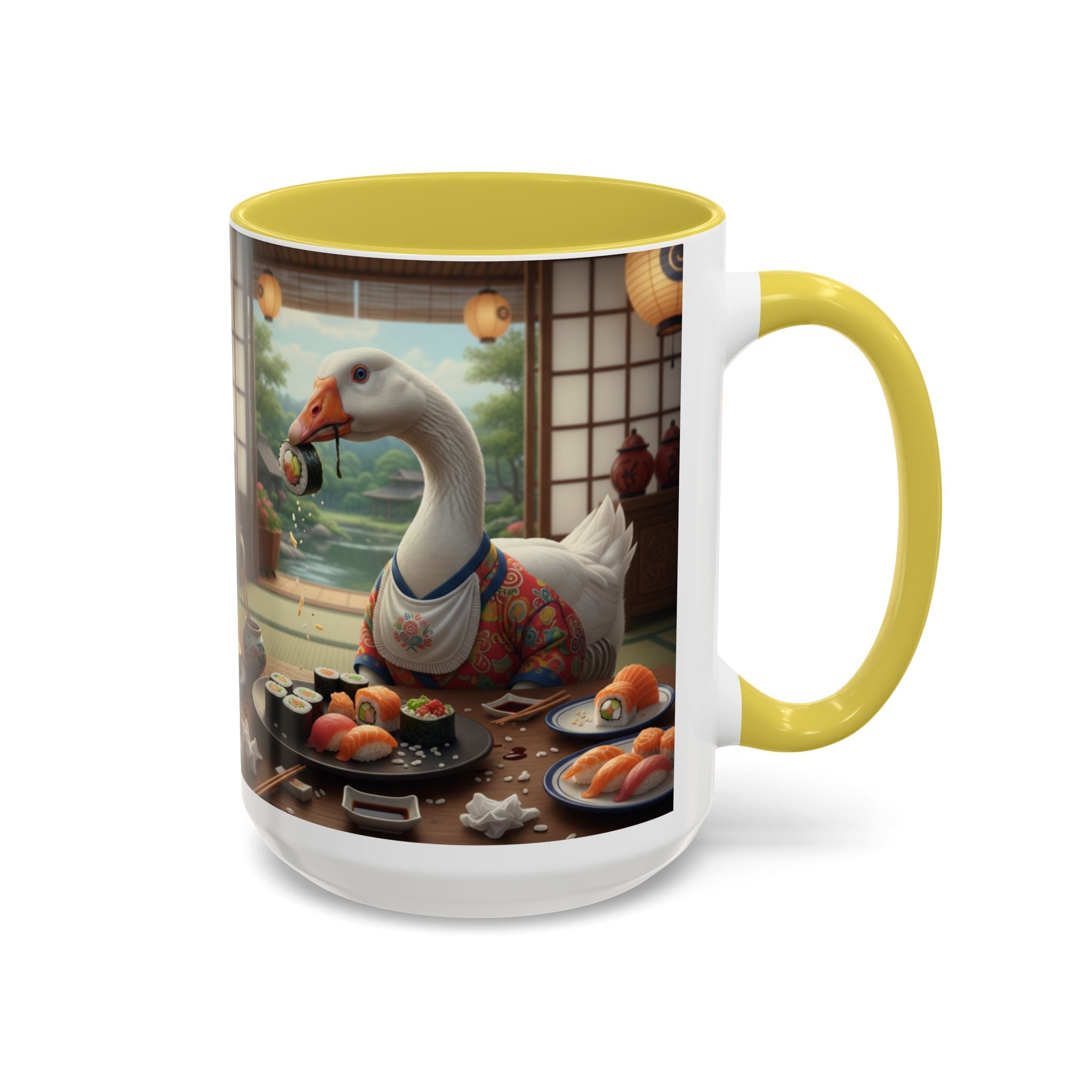 Goose with Sushi Mug | Japanese Tea Room Illustration