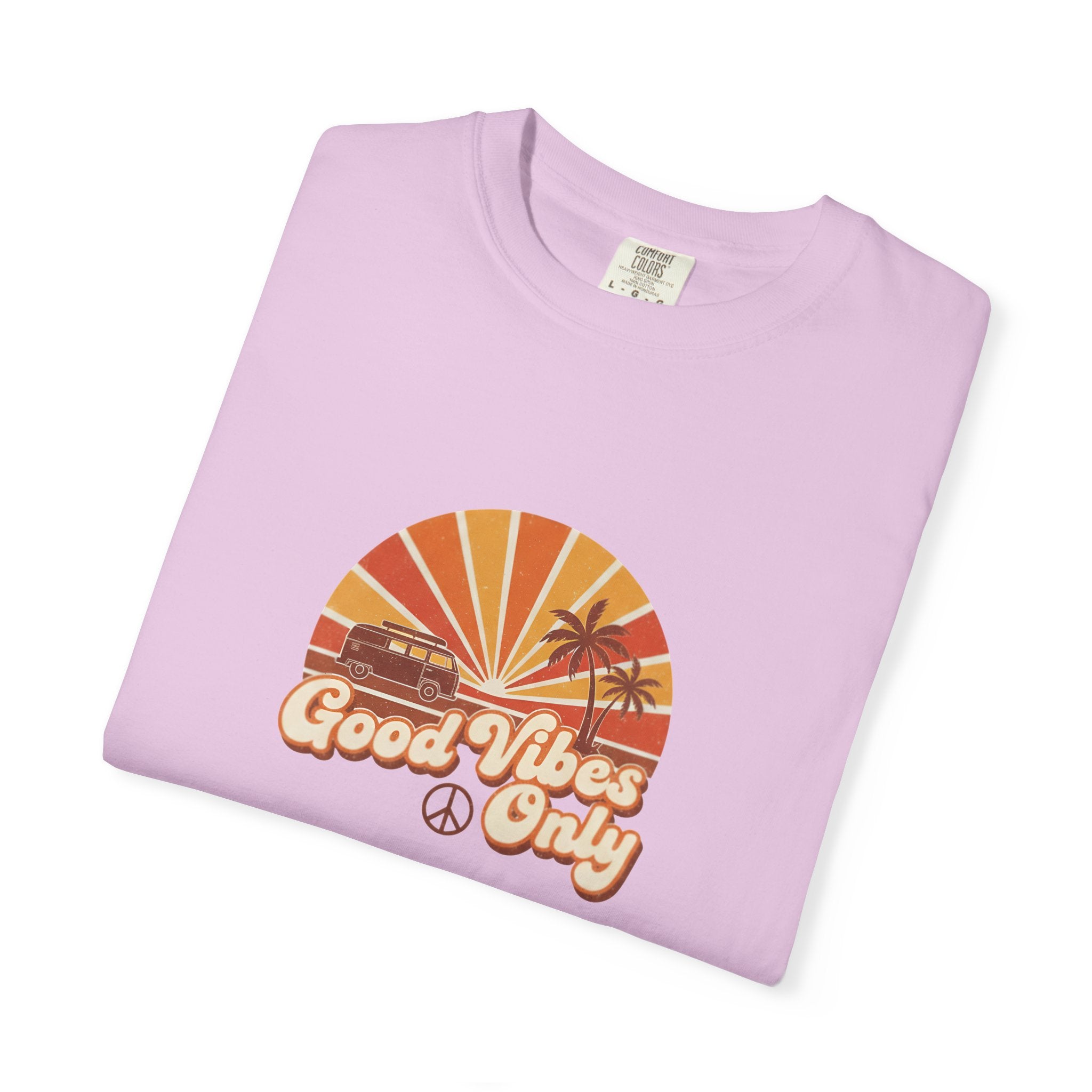 Good Vibes Only T-shirt | Retro Sunset Palm Peace Sign