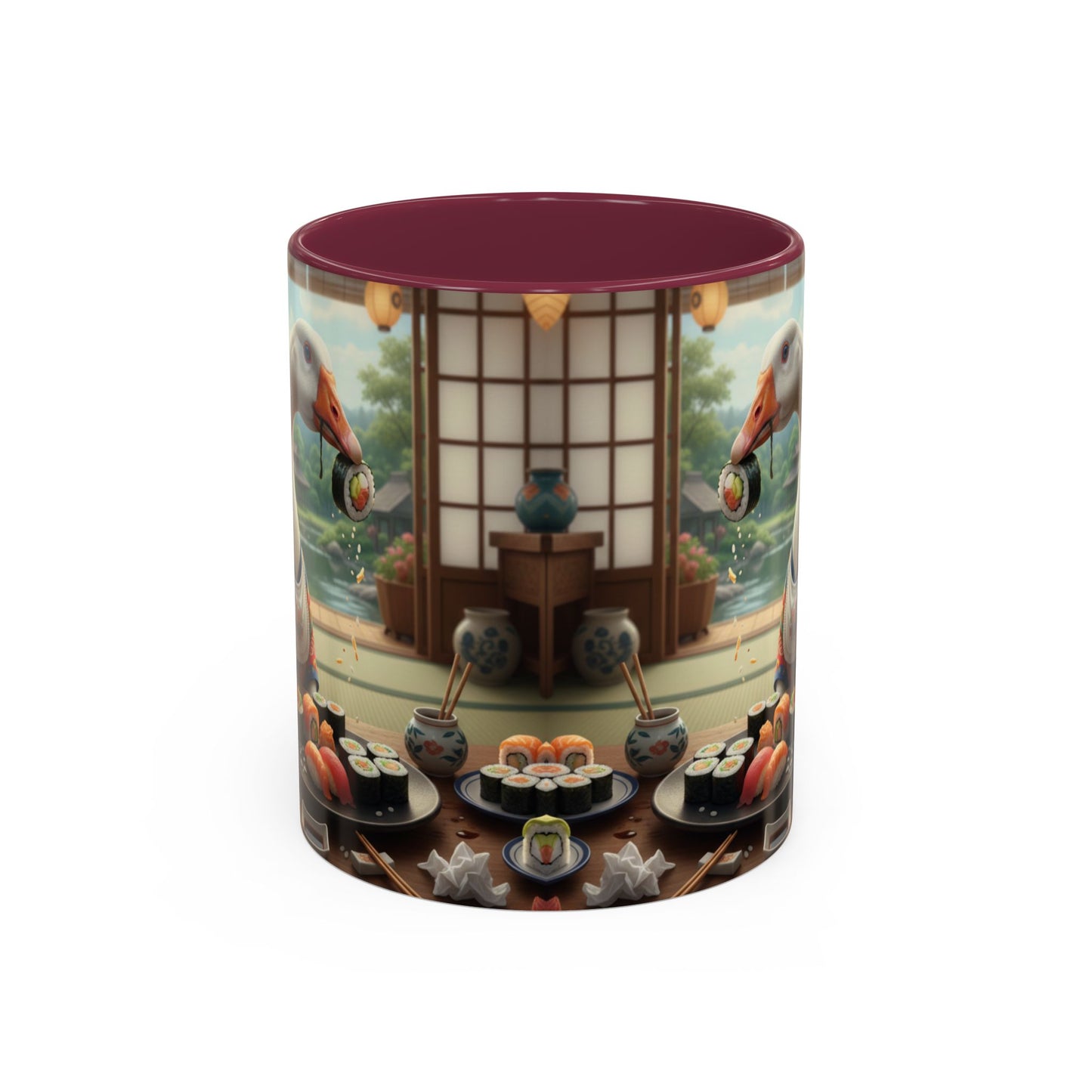 Goose with Sushi Mug | Japanese Tea Room Illustration