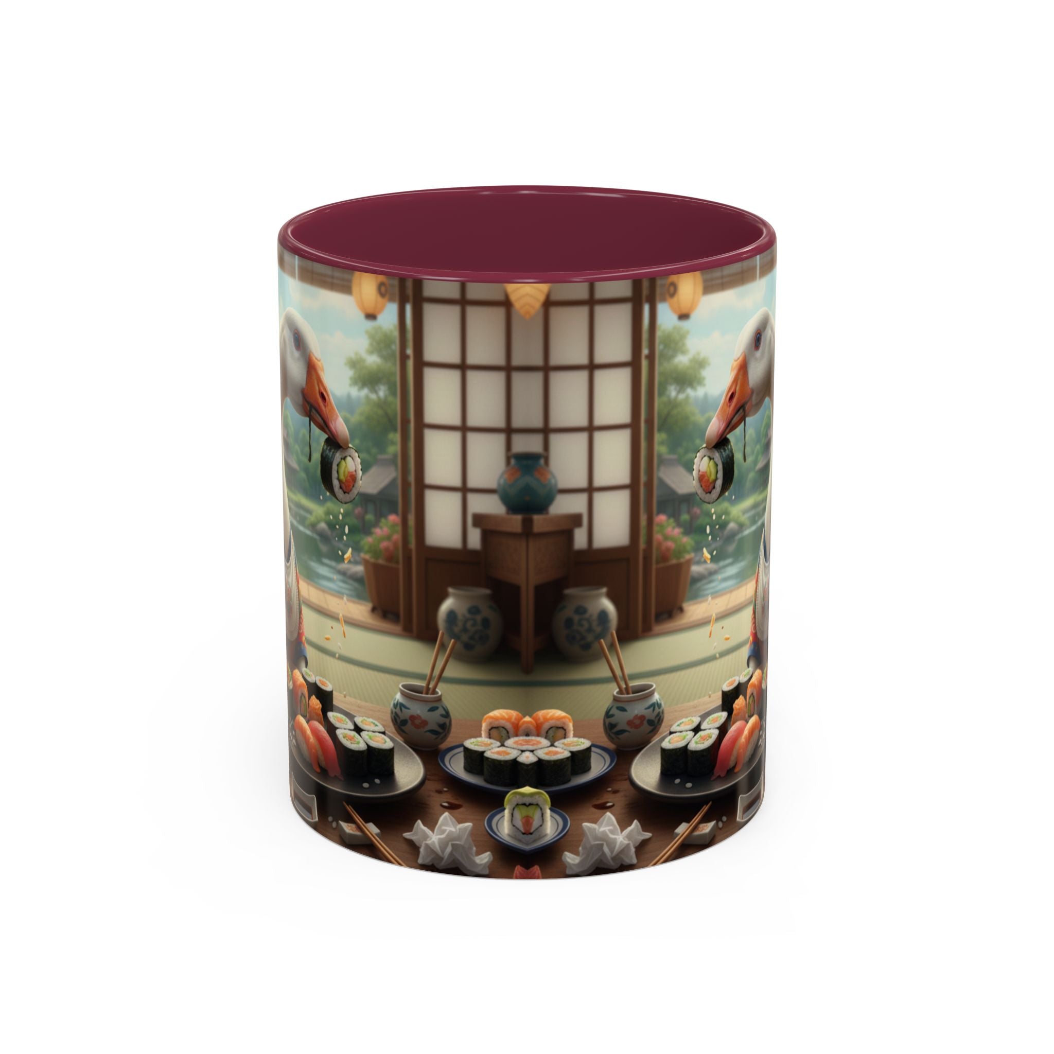 Goose with Sushi Mug | Japanese Tea Room Illustration