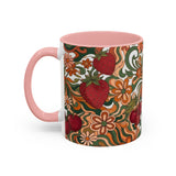Vintage Cherry Strawberry Pattern Accent Mug | 11oz 15oz