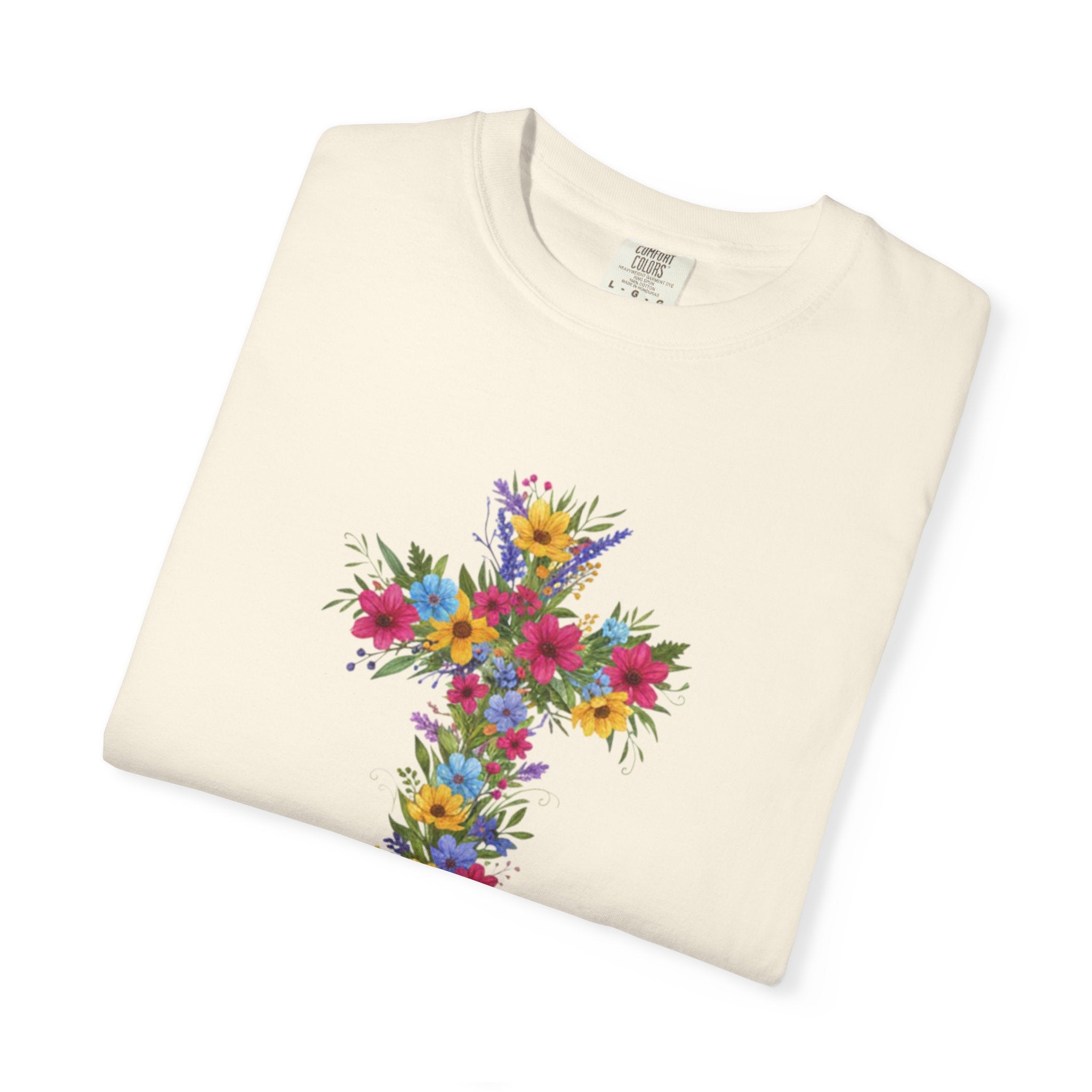 Floral Cross T-shirt | Colorful Flower Cross Tee, Christian Faith Shirt