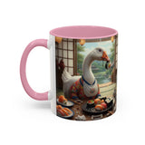 Goose with Sushi Mug | Japanese Tea Room Illustration