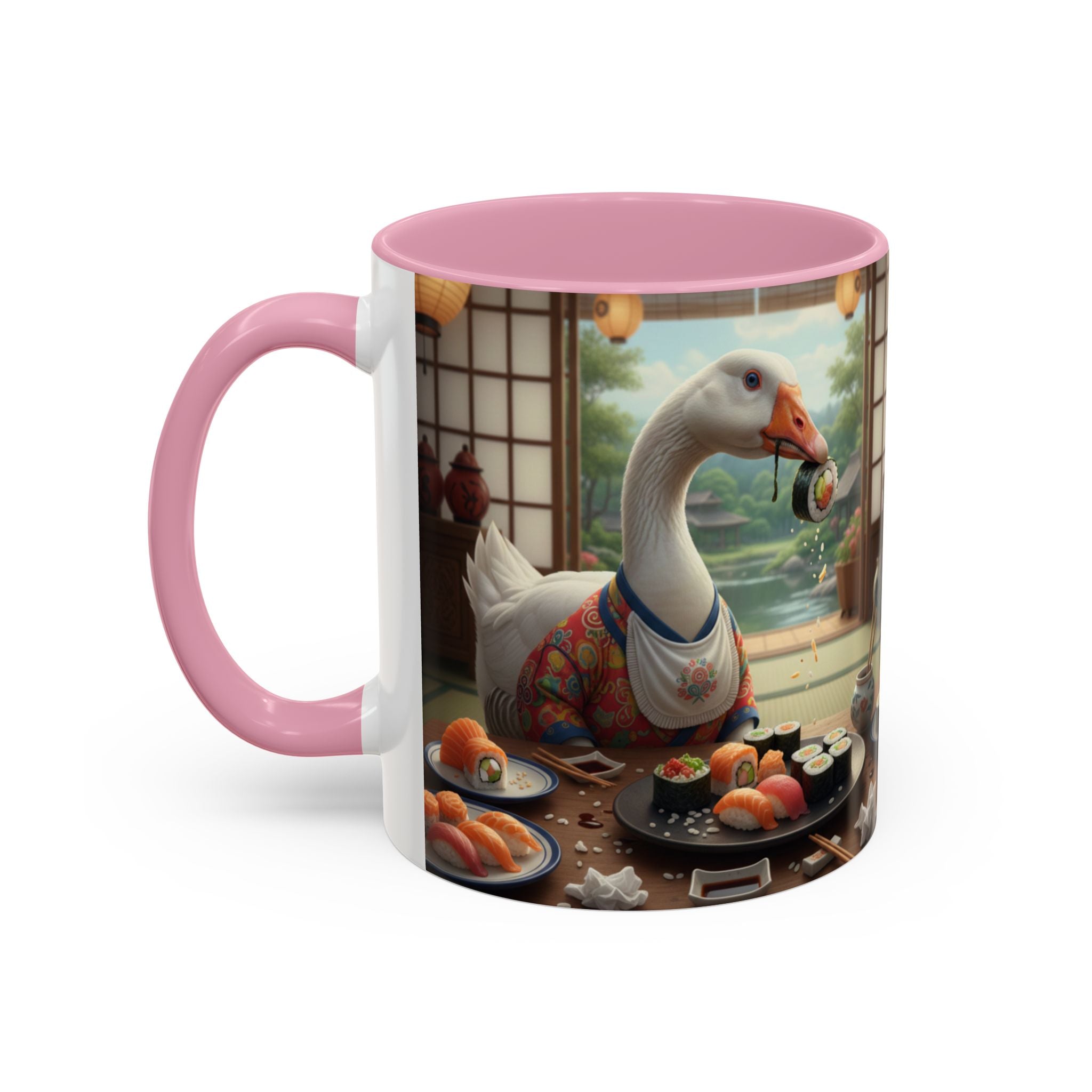 Goose with Sushi Mug | Japanese Tea Room Illustration