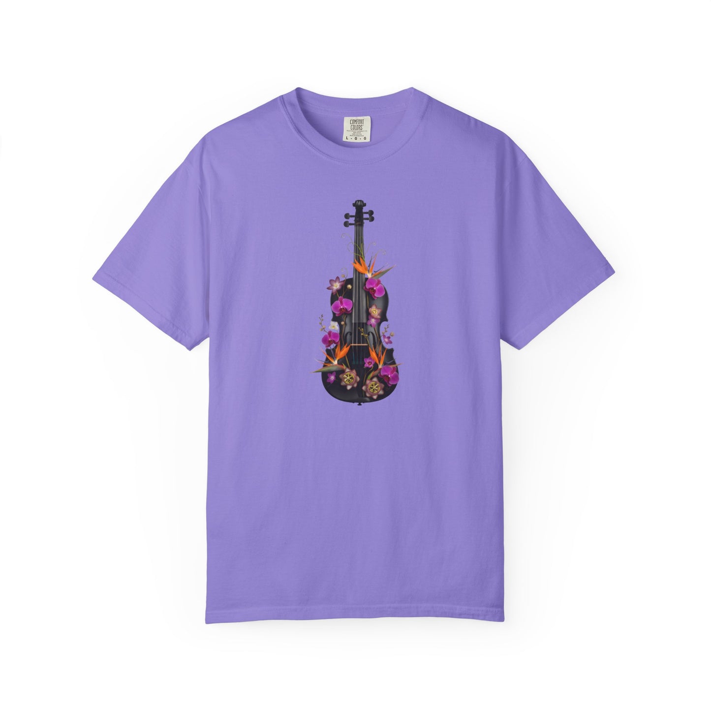 Floral Violin T-shirt | Botanical Music Instrument Tee