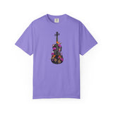 Floral Violin T-shirt | Botanical Music Instrument Tee