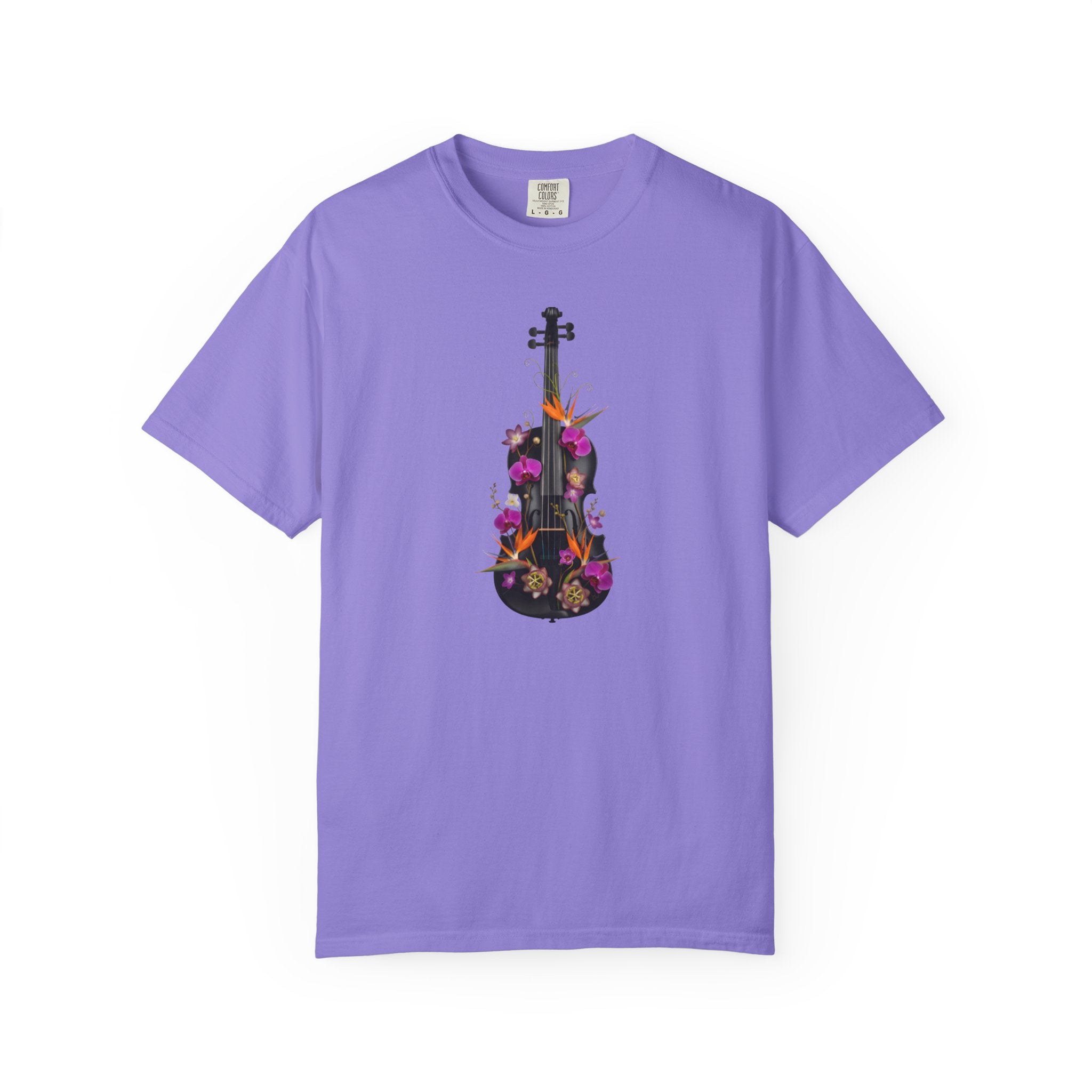 Floral Violin T-shirt | Botanical Music Instrument Tee
