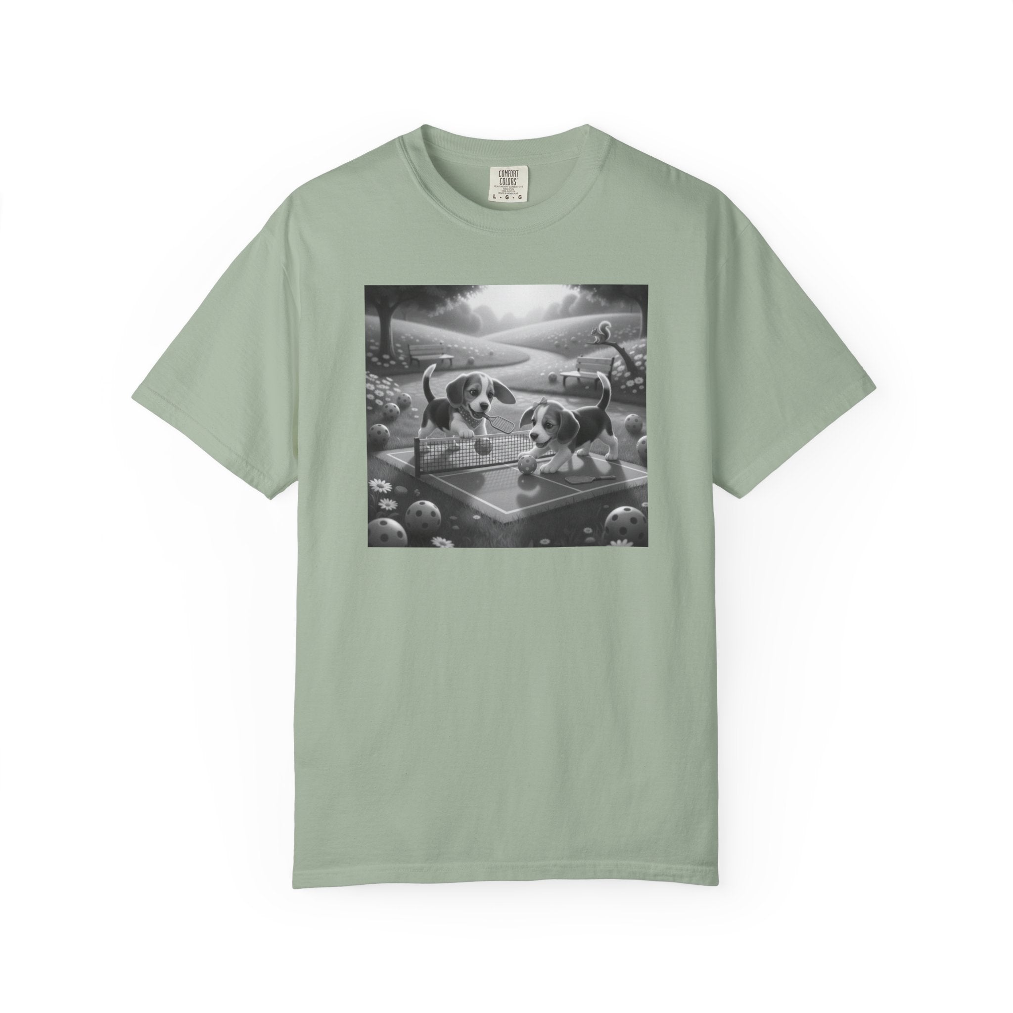Pickleball Beagle Puppies T-shirt | Monochrome Dog Art