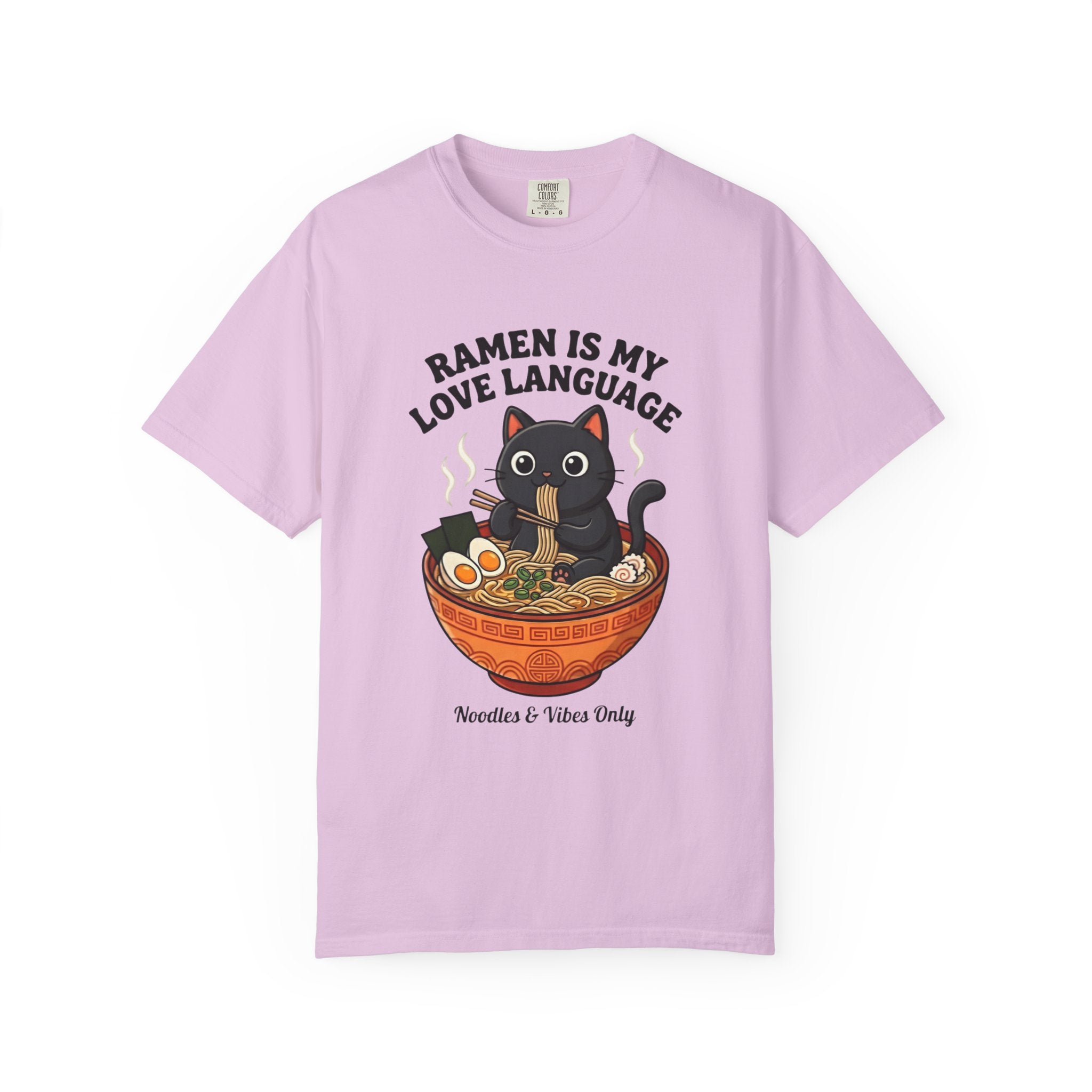 Ramen Is My Love Language T-shirt | Cat in Ramen Bowl Noodles Vibes Tee