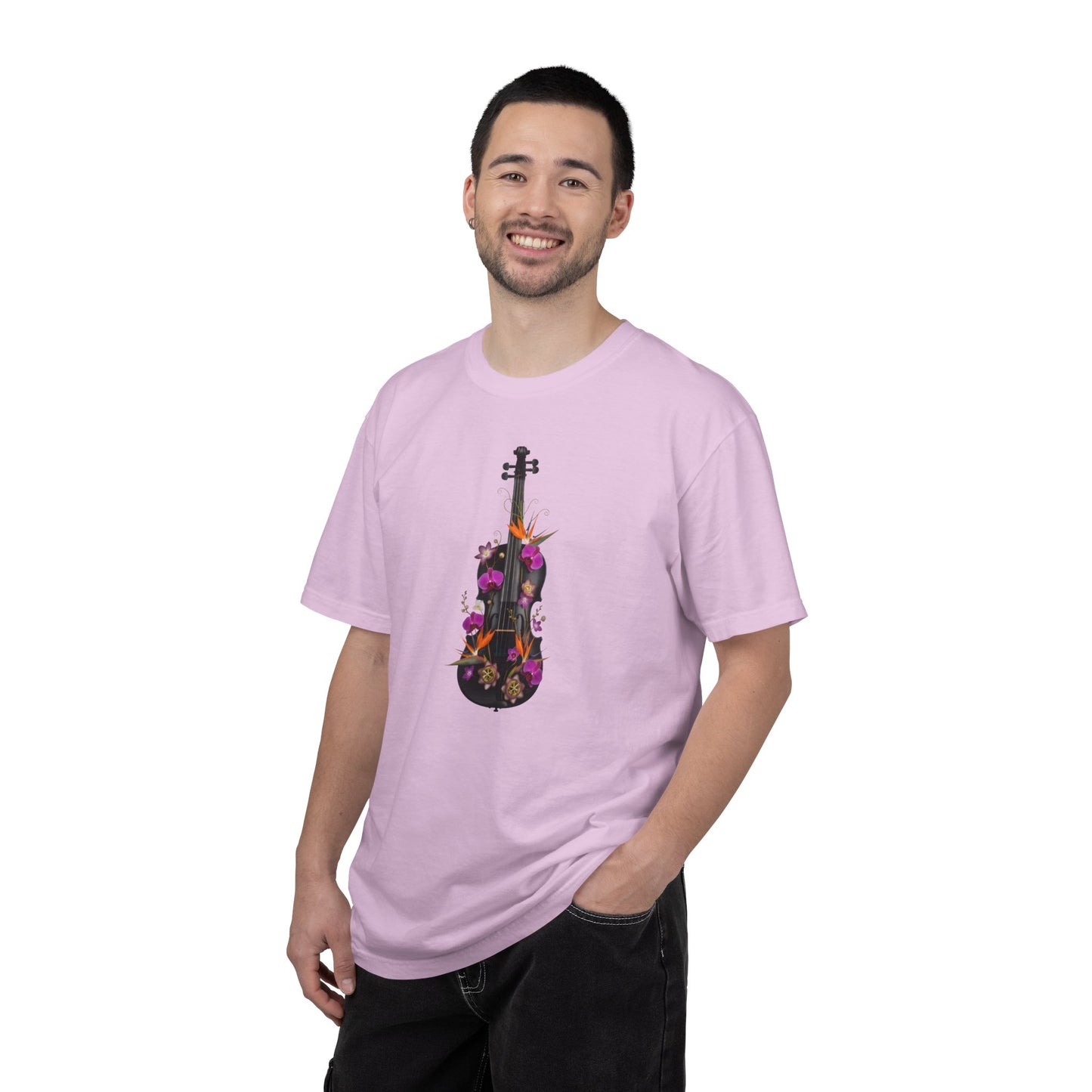 Floral Violin T-shirt | Botanical Music Instrument Tee