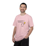 Pickleballer in Training T-Shirt | Cute Penguin Holding Paddle Design