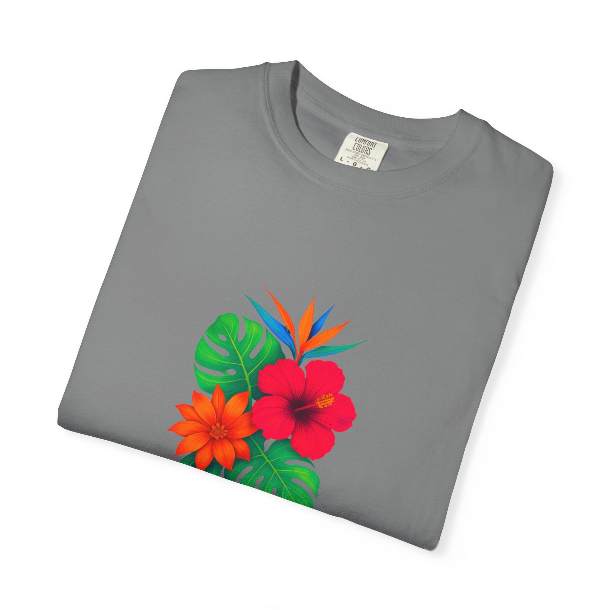 Tropical Hibiscus Floral Tee | Monstera Leaves, Bird of Paradise