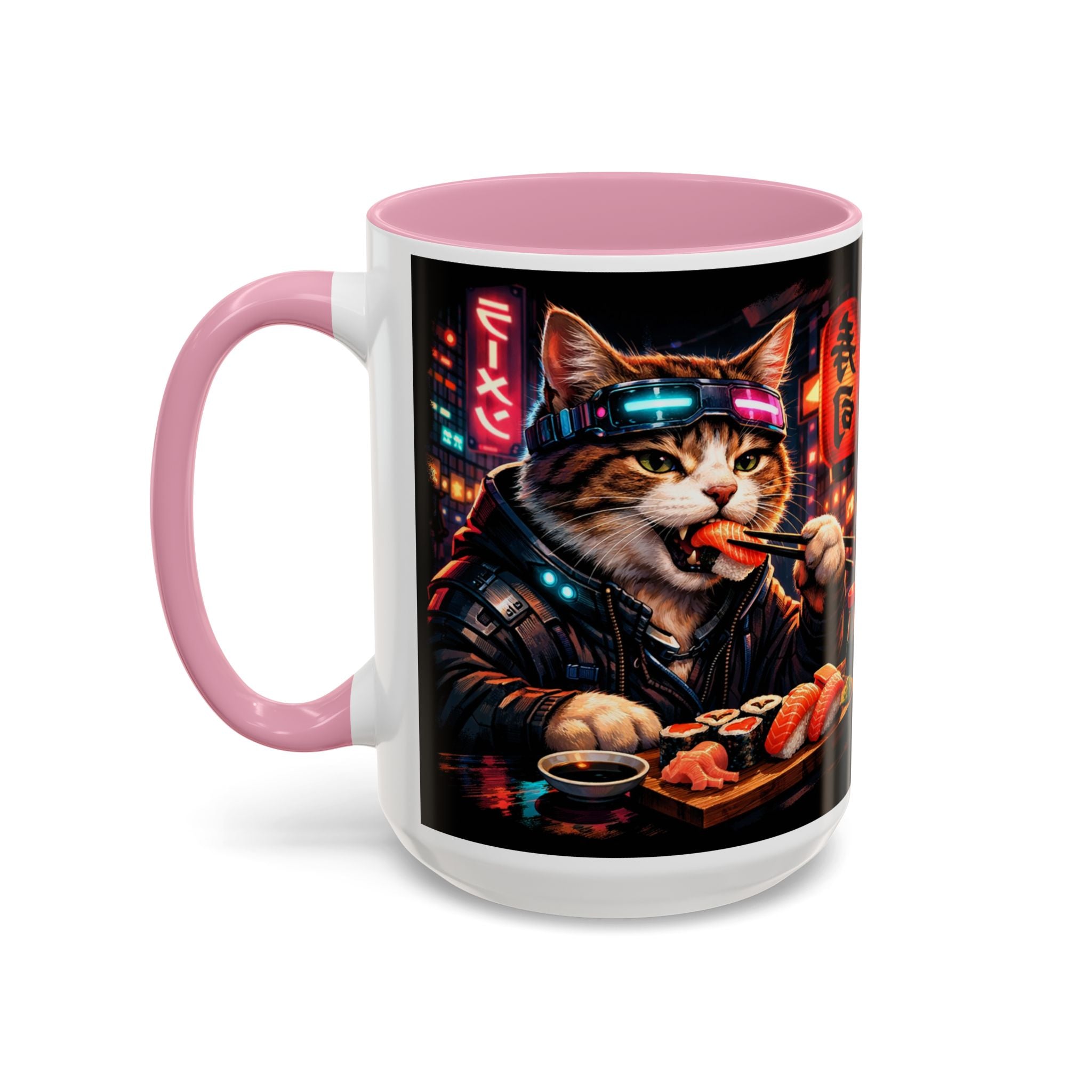 Cyberpunk Sushi Cat Mug | 11oz 15oz Ceramic Coffee Cup