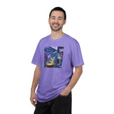Cyberpunk Cat T-shirt | Neon Magic Potion Street Scene