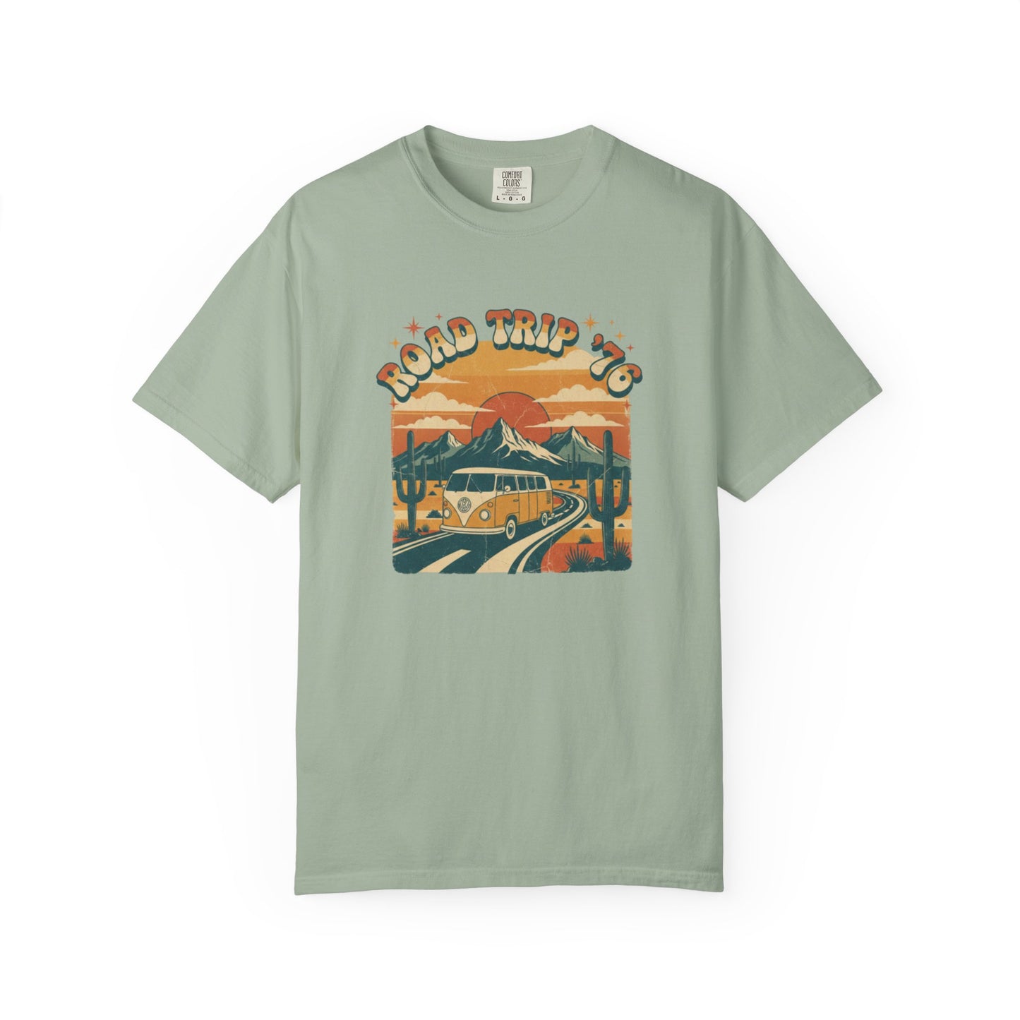 Road Trip '76 T-shirt | Vintage Camper Van Sunset Graphic