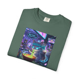 Cyberpunk Cat T-shirt | Neon Magic Potion Street Scene