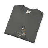 French Bulldog on Bicycle T-shirt | Cute Dog Illustration, 'Oui!' Text