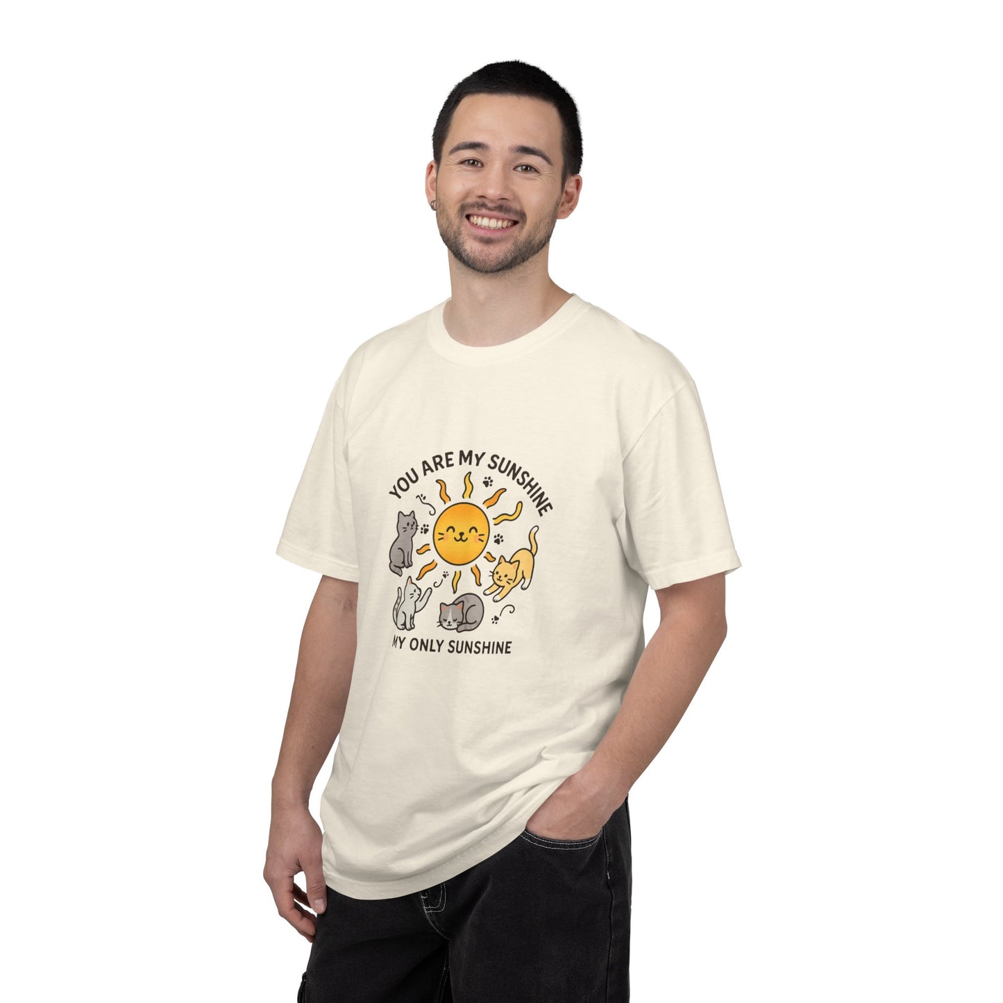 You Are My Sunshine Cat Illustration T-shirt | Cute Sun and Kittens