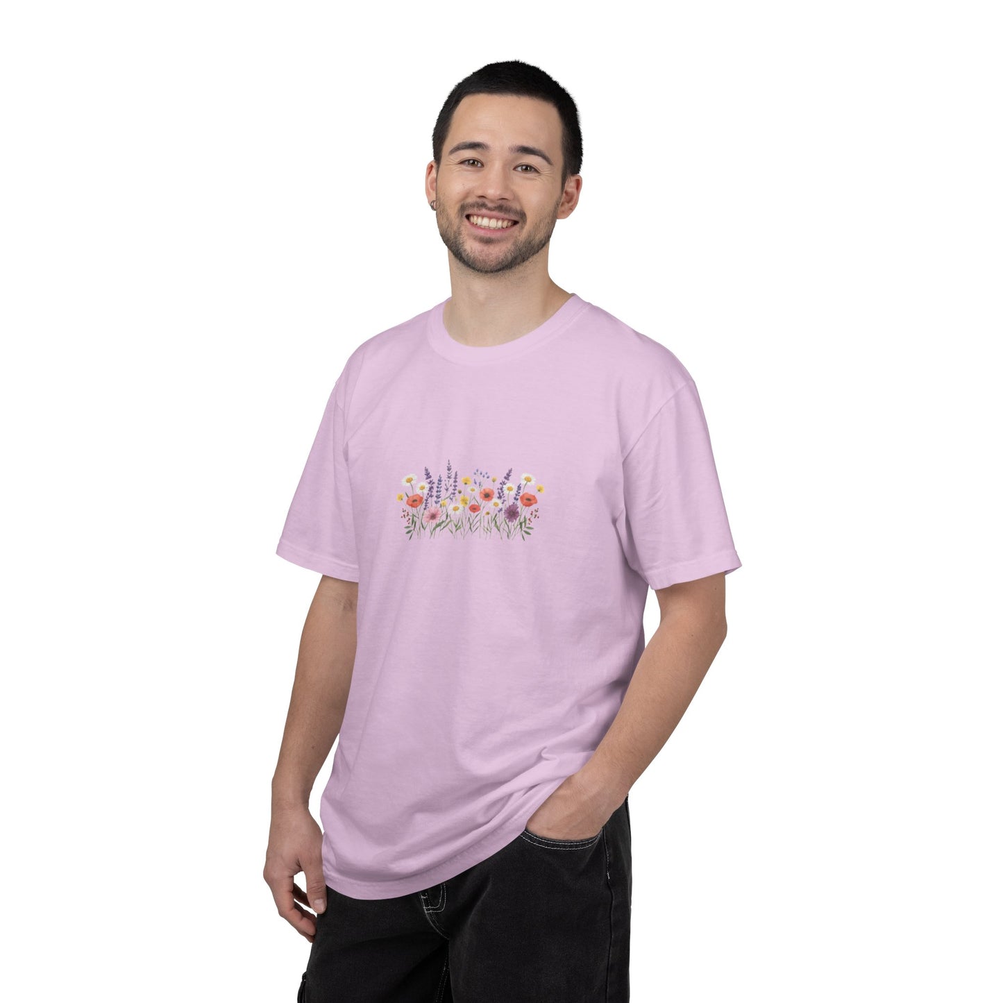Wildflower Meadow watercolor floral design T-shirt | botanical garden tee