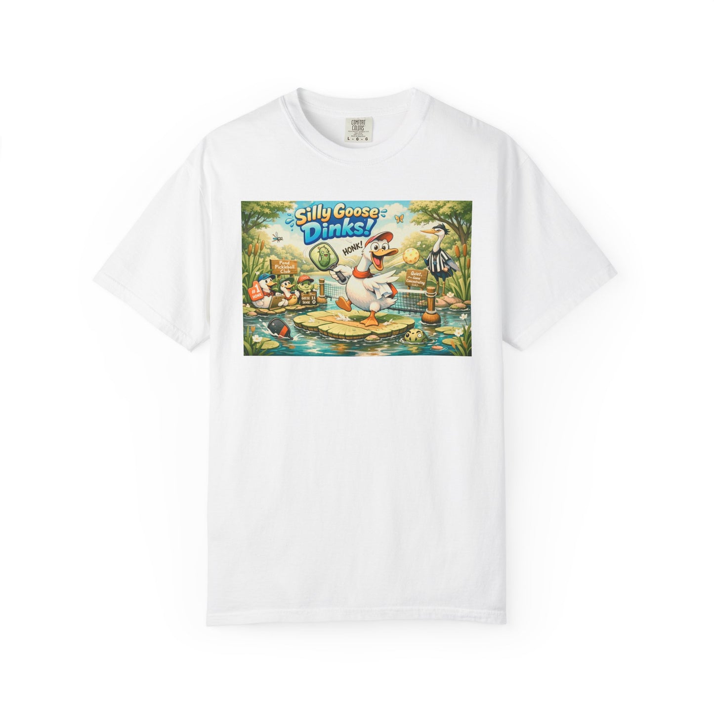 Silly Goose Dinks Cartoon Goose T-Shirt | Vintage Picnic Pond Illustration