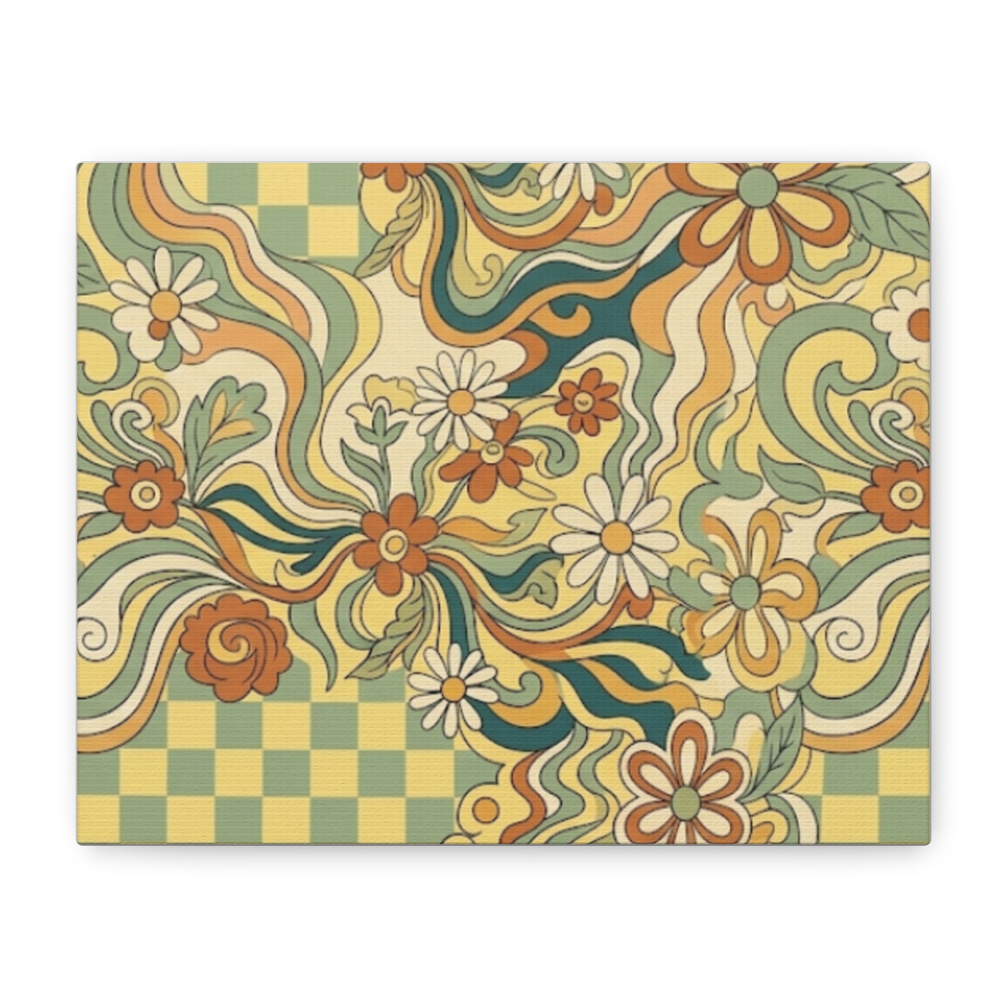 Retro Floral Swirl Matte Canvas
